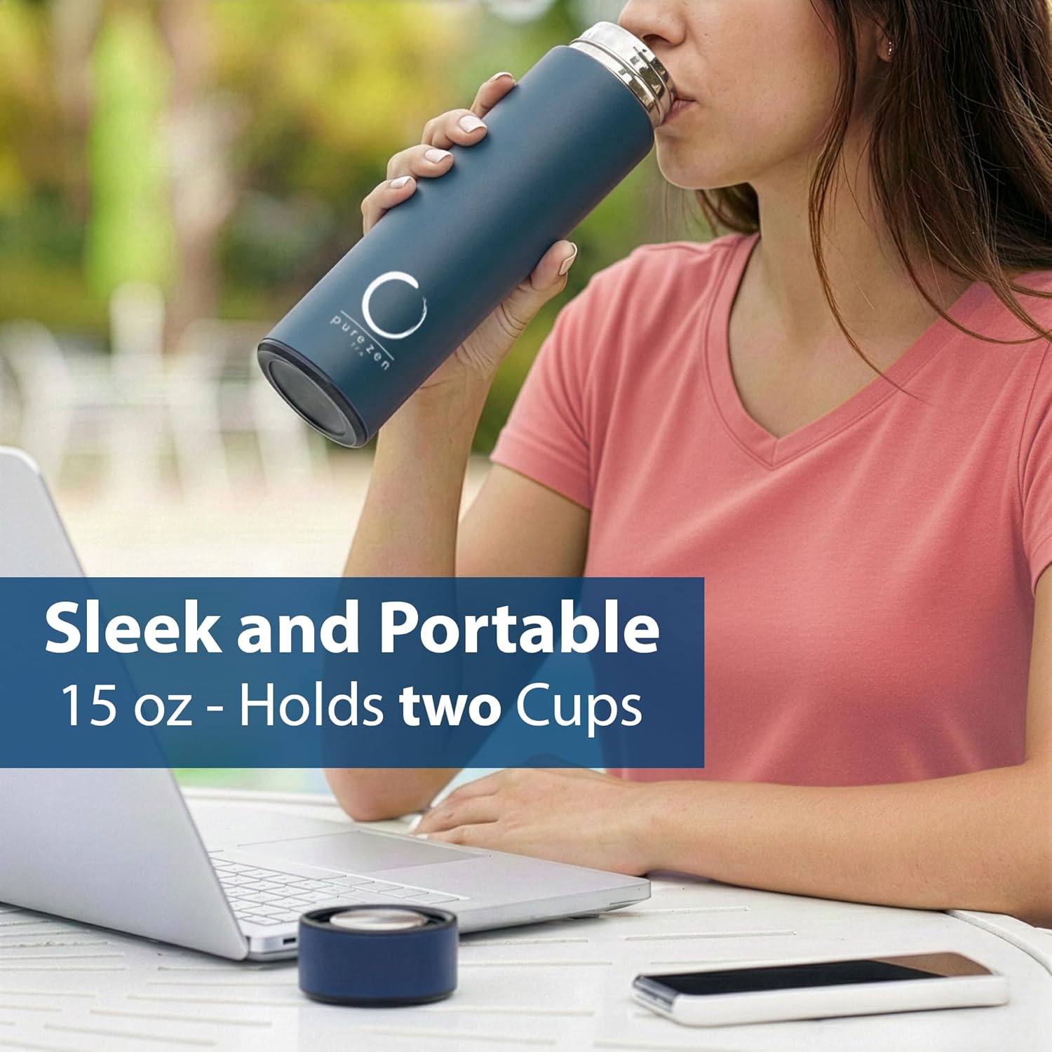 Stainless Steel Thermos with Infuser - Blue - 15 oz - Image 3
