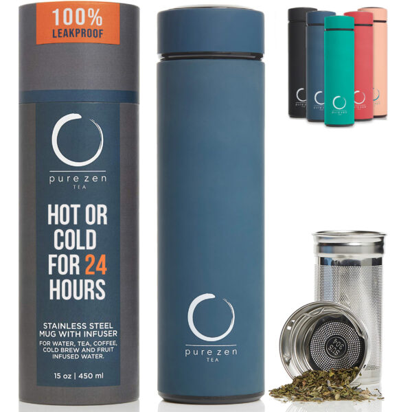 Stainless Steel Thermos with Infuser - Blue