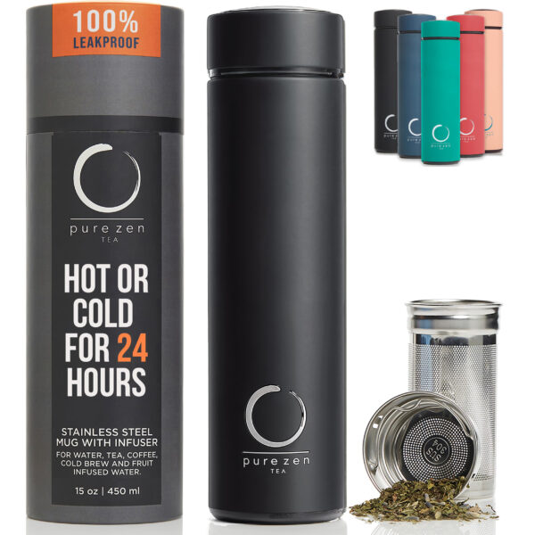 Stainless Steel Thermos with Infuser - Black