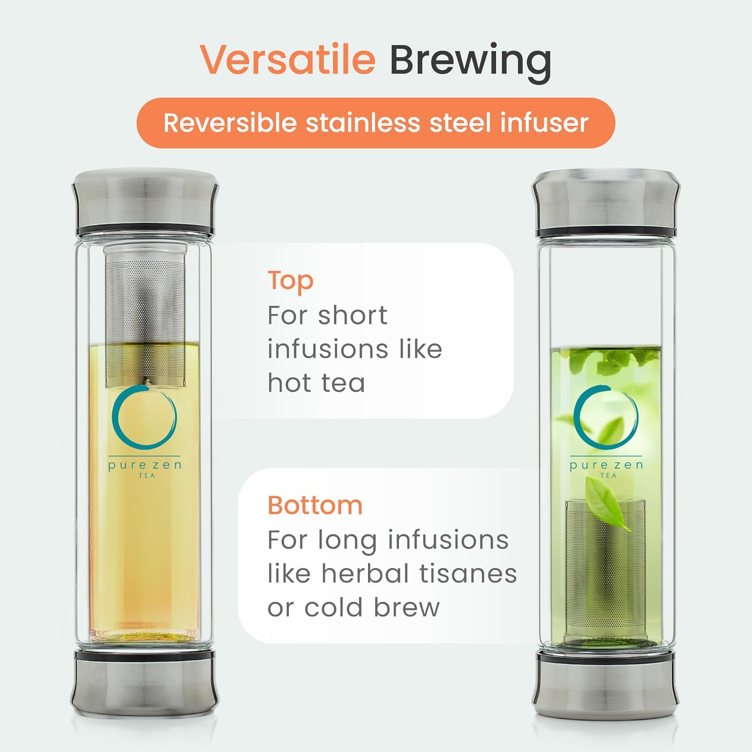 Glass Tea Infuser Bottle with Double Lid - 13 oz - Image 6