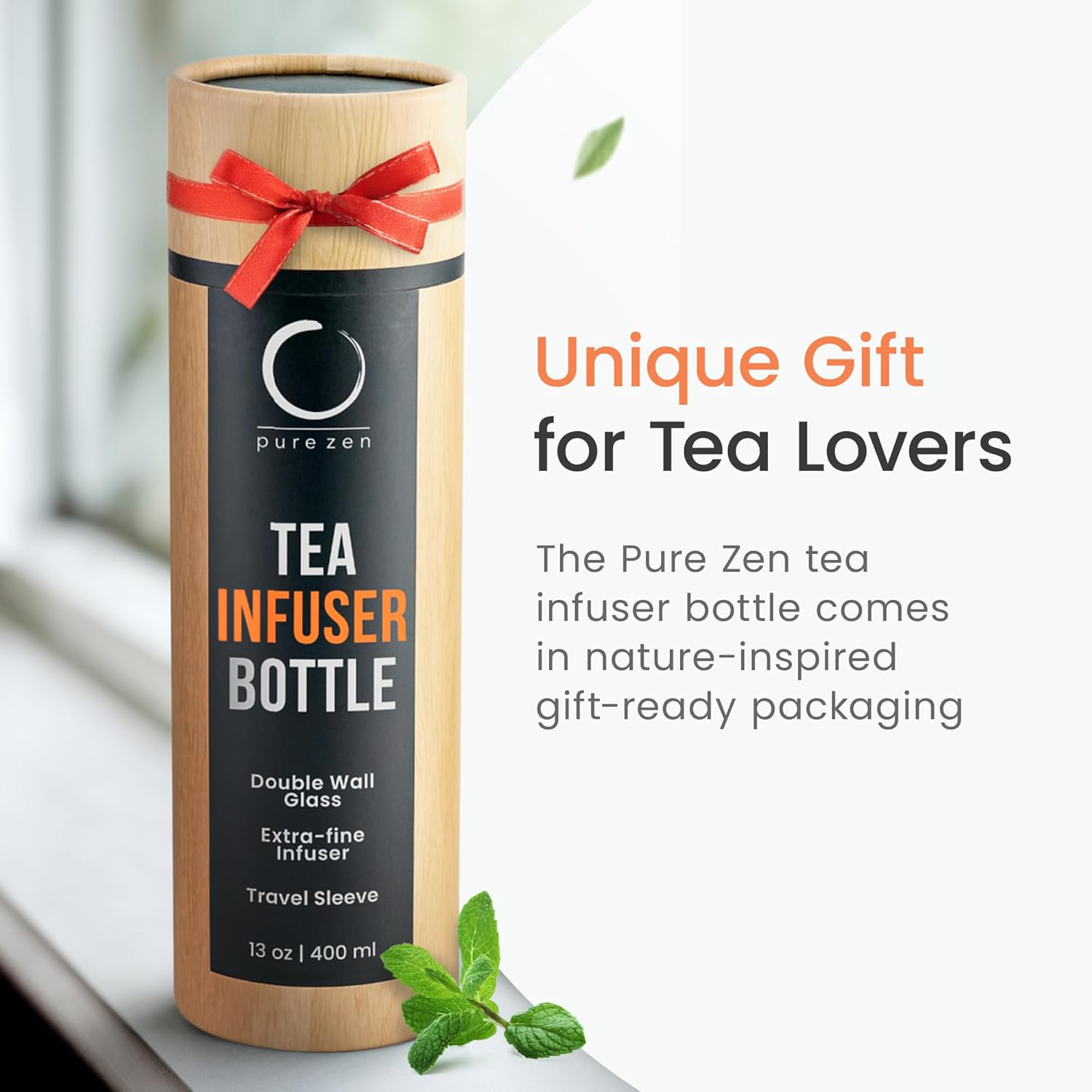 Glass Tea Infuser Bottle with Double Lid - 13 oz - Image 8