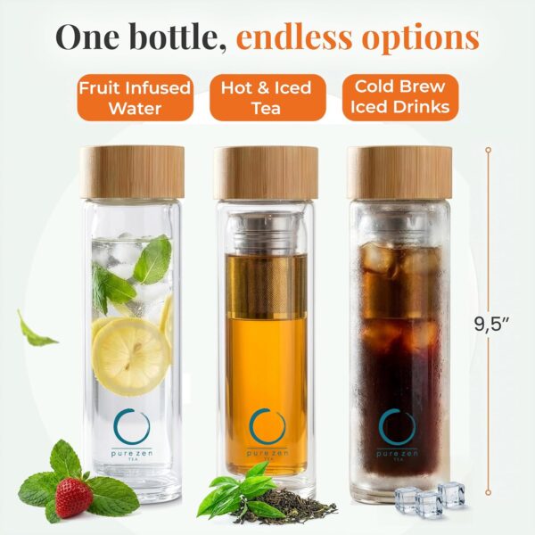 Alternative view of Glass Tea Infuser Bottle with Bamboo Lid - 15 oz