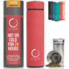 Stainless Steel Thermos with Infuser - Coral Red
